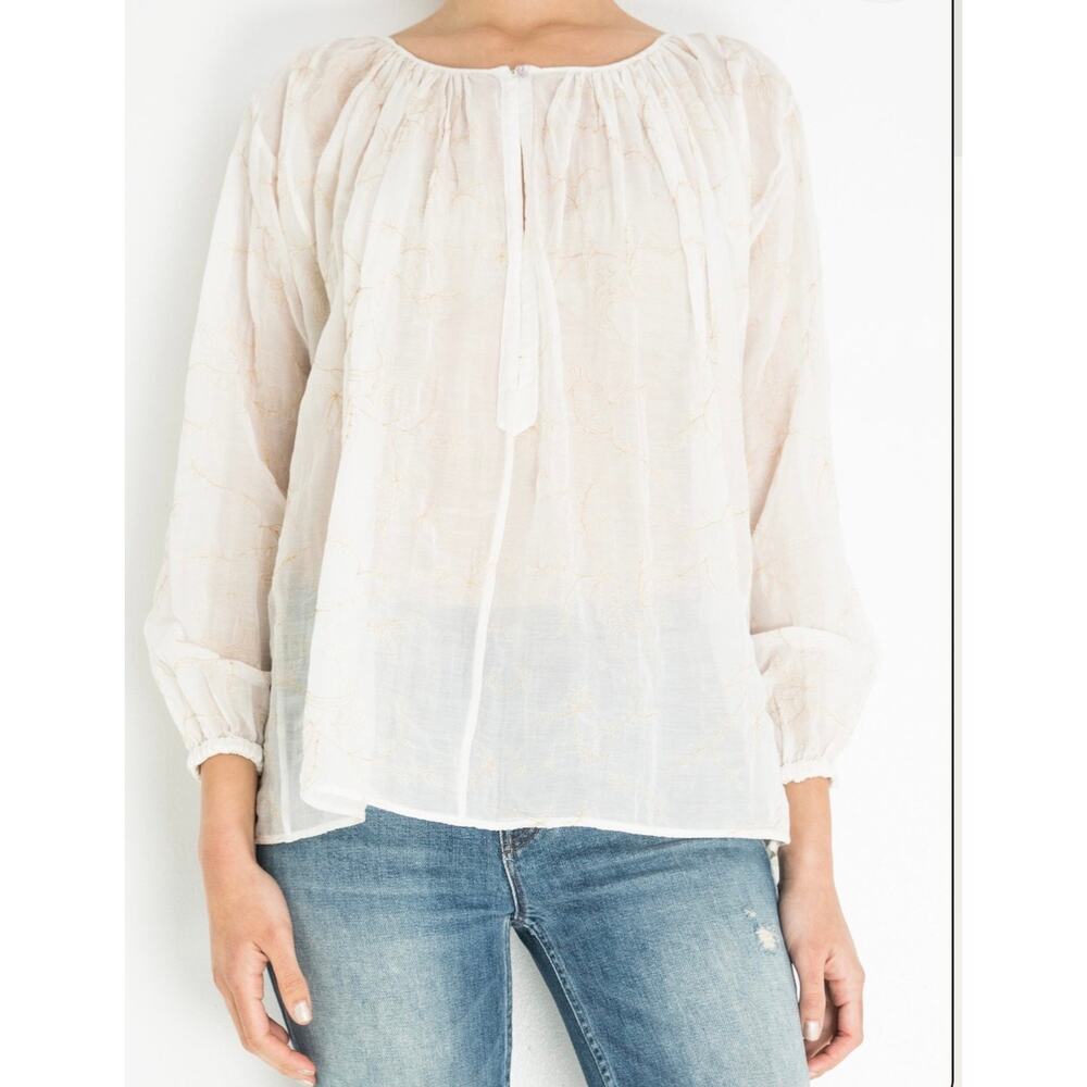 Giada Forte Resort Voile Curled Shirt silk cotton blend embroidered large